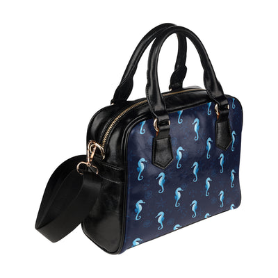 SeaHorse Blue neon Pattern Print Design 03 Shoulder Handbag