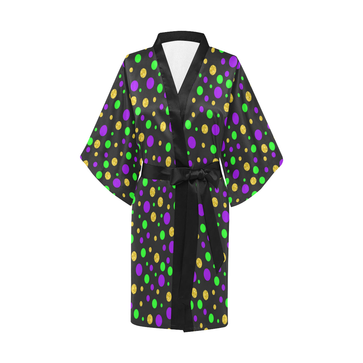 Mardi Gras Pattern Print Design 07 Women's Short Kimono