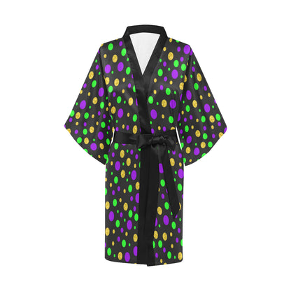 Mardi Gras Pattern Print Design 07 Women's Short Kimono