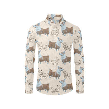 Pembroke Welsh Corgis Pattern Print Design A03 Men's Long Sleeve Shirt