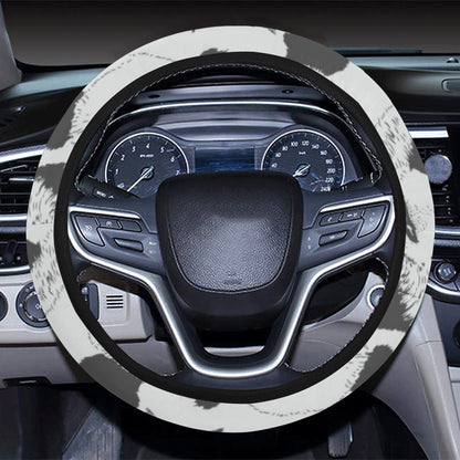 Panda Pattern Print Design A02 Steering Wheel Cover with Elastic Edge