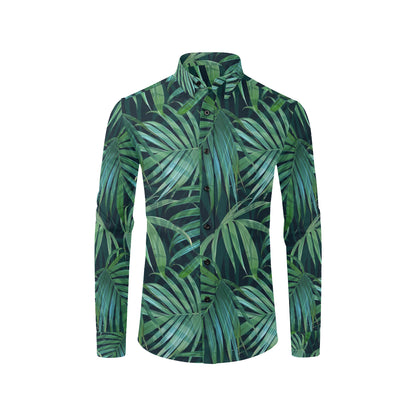 Tropical Flower Pattern Print Design TF011 Men's Long Sleeve Shirt