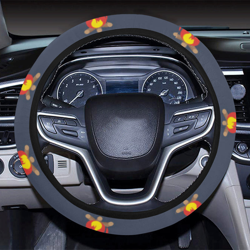 Campfire Pattern Print Design 02 Steering Wheel Cover with Elastic Edge