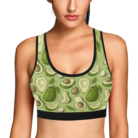 Avocado Pattern Print Design AC03 Sports Bra