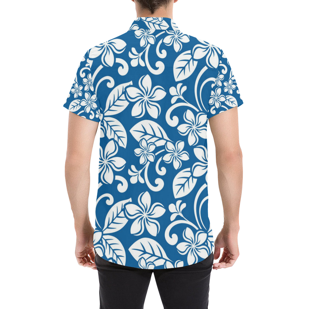 Plumeria Pattern Print Design PM013 Men's Short Sleeve Button Up Shirt
