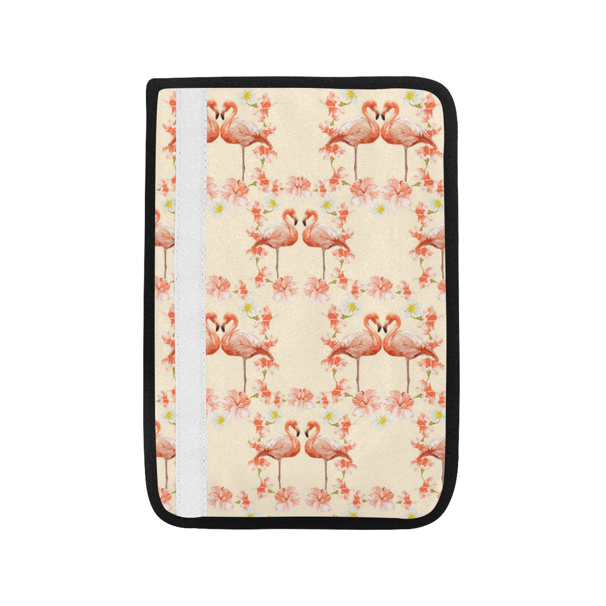 Flamingo Hibiscus Print Pattern Car Seat Belt Cover