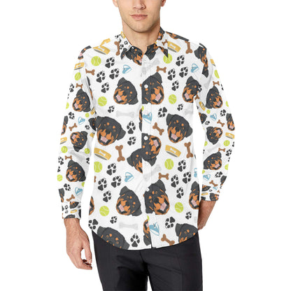 Rottweiler Pattern Print Design A04 Men's Long Sleeve Shirt