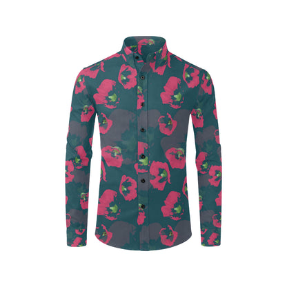 Morning Glory Pattern Print Design 01 Men's Long Sleeve Shirt