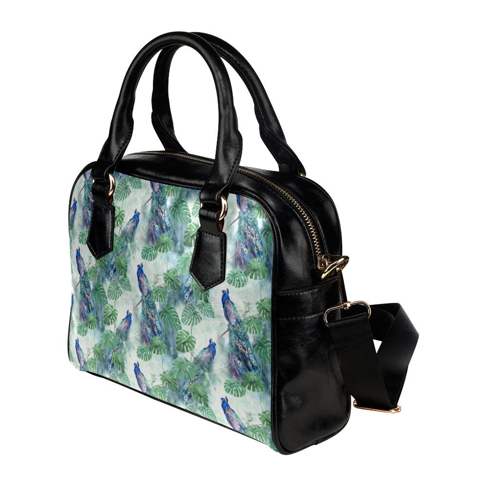 Peacock Pattern Print Design A02 Shoulder Handbag