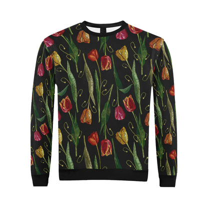 Tulip Embroidered Pattern Print Design TP01 Men Long Sleeve Sweatshirt
