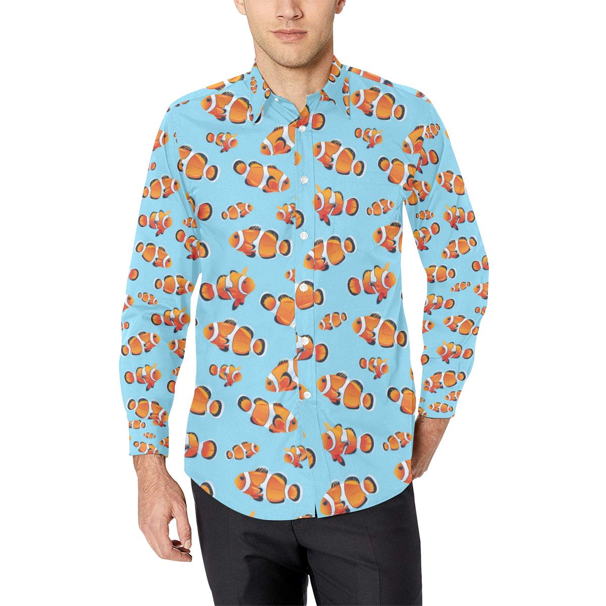 Clownfish Pattern Print Design 01 Men's Long Sleeve Shirt