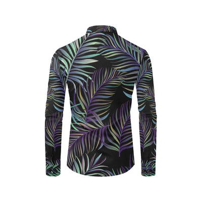 Tropical Palm Leaves Pattern Brightness Men's Long Sleeve Shirt