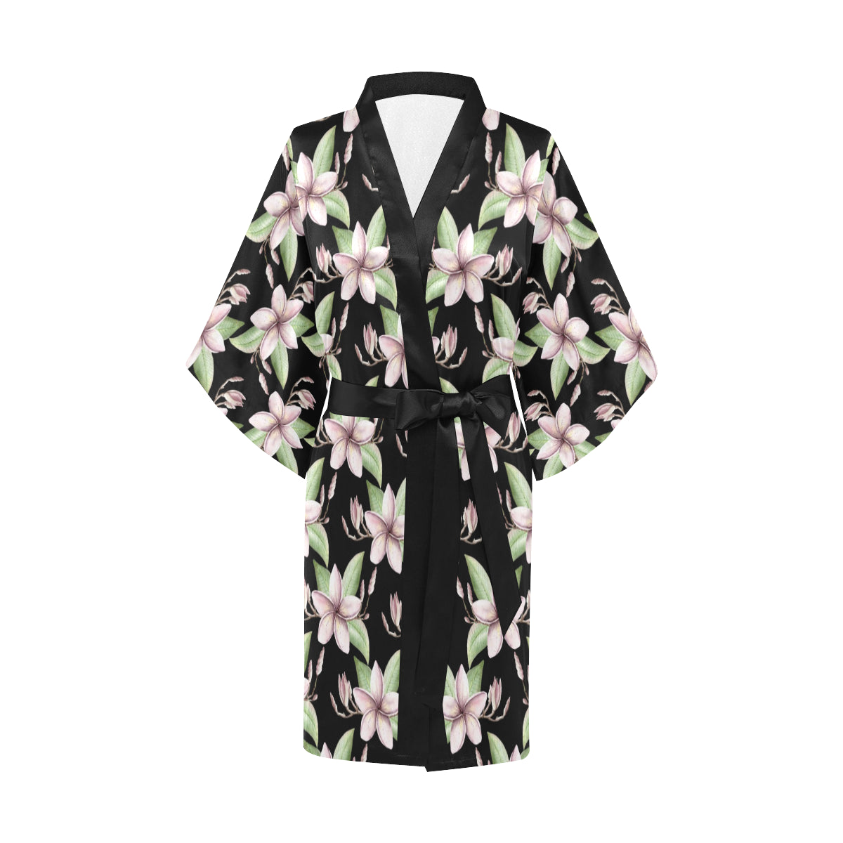 Plumeria Pattern Print Design PM02 Women Kimono Robe