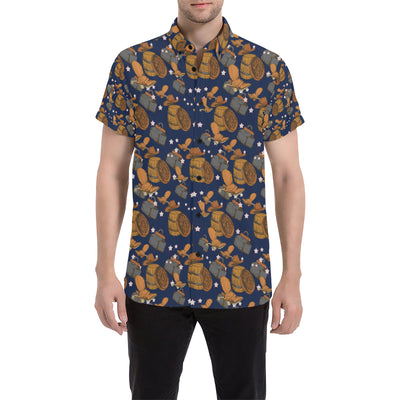 Cowboy Pattern Print Design 03 Men's Short Sleeve Button Up Shirt