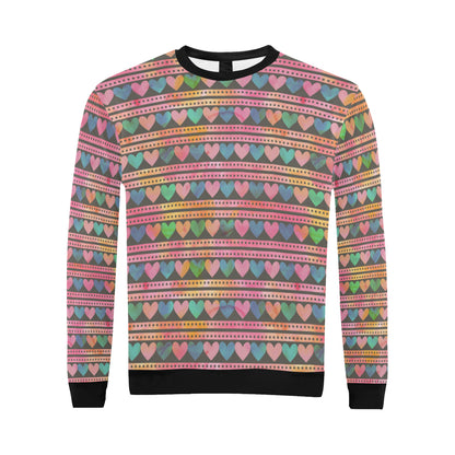 Heart Pattern Print Design HE010 Men Long Sleeve Sweatshirt
