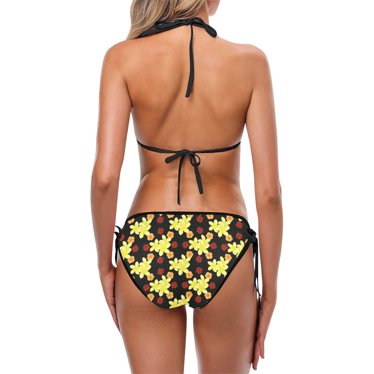 Yellow Plumeria Pattern Print Design PM04 Bikini