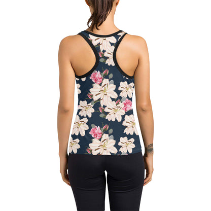 Lily Pattern Print Design LY04 Women's Racerback Tank Top