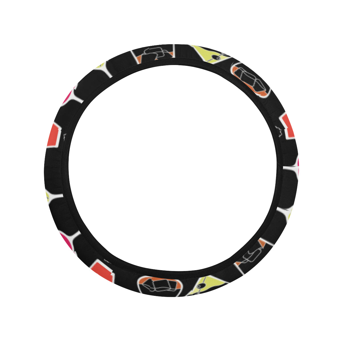 Cocktail Pattern Print Design 01 Steering Wheel Cover with Elastic Edge