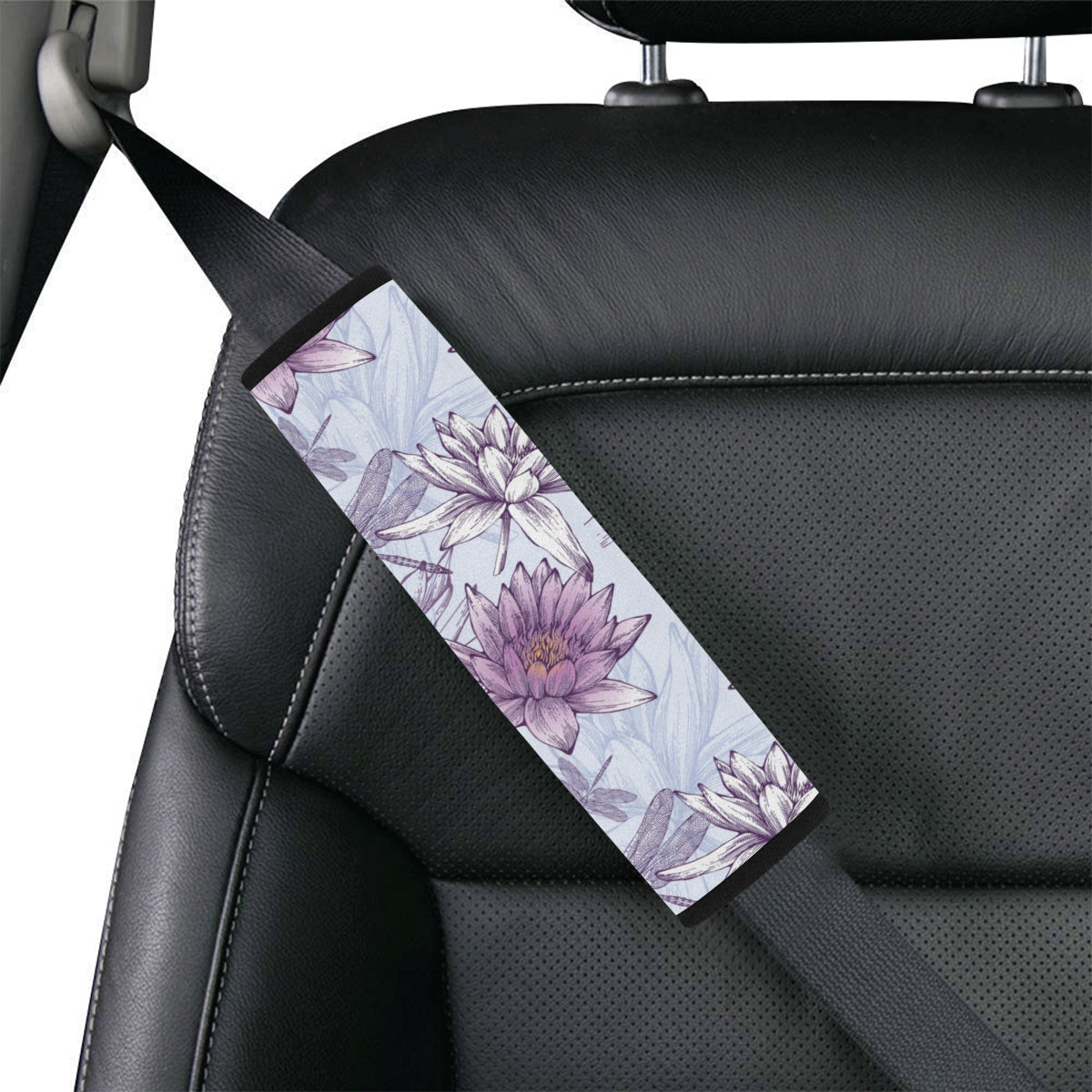 Water Lily Pattern Print Design WL01 Car Seat Belt Cover
