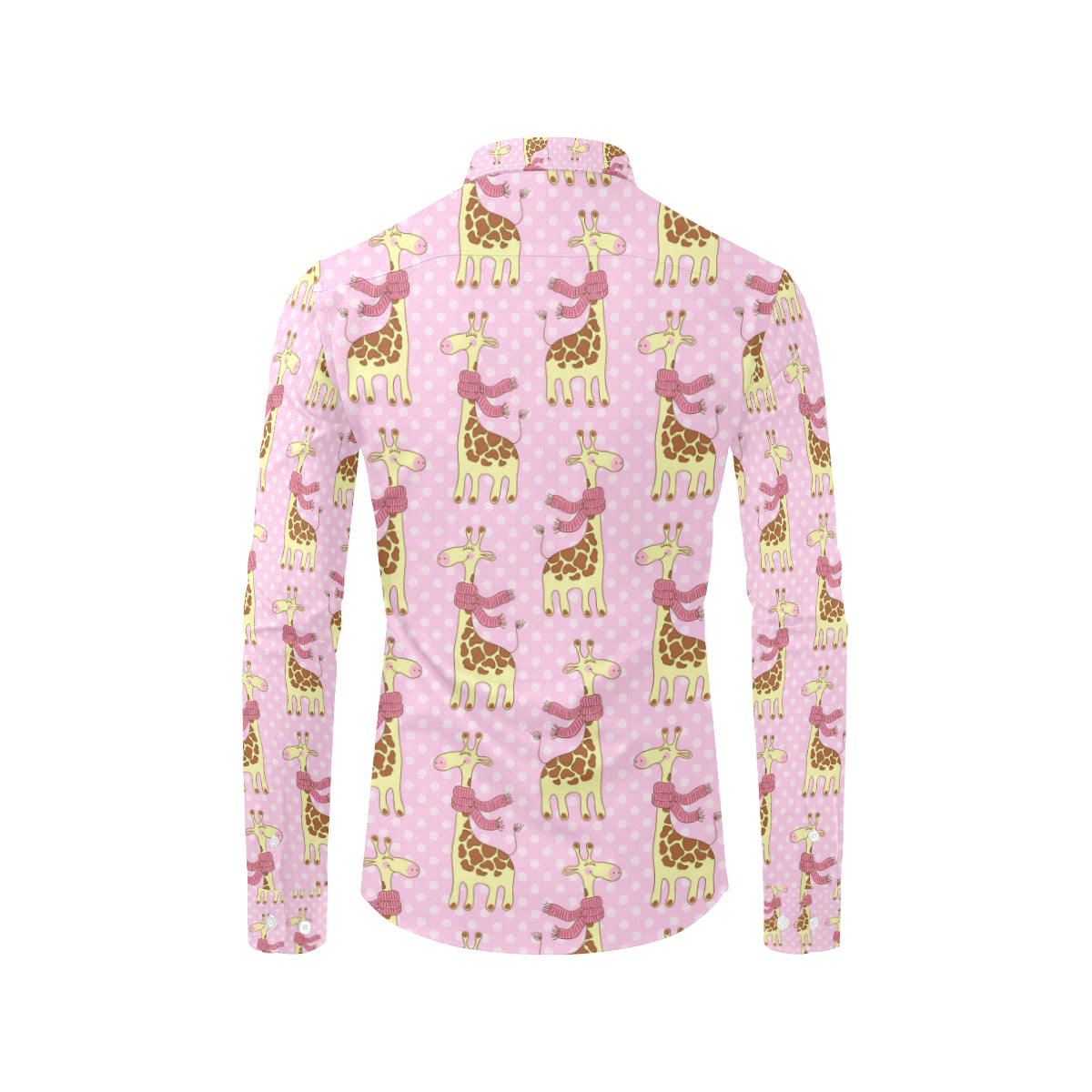 Giraffe Cute Pink Polka Dot Print Men's Long Sleeve Shirt