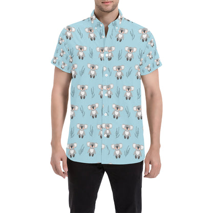 Koala Pattern Print Design 01 Men's Short Sleeve Button Up Shirt