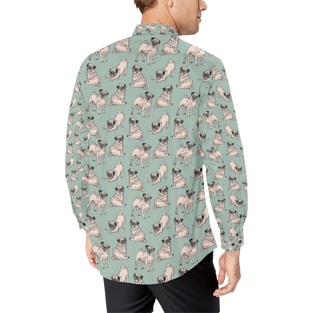 Pug Pattern Print Design A01 Men's Long Sleeve Shirt