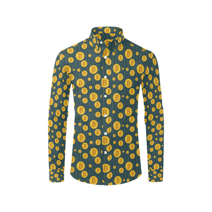 Bitcoin Pattern Print Design 01 Men's Long Sleeve Shirt