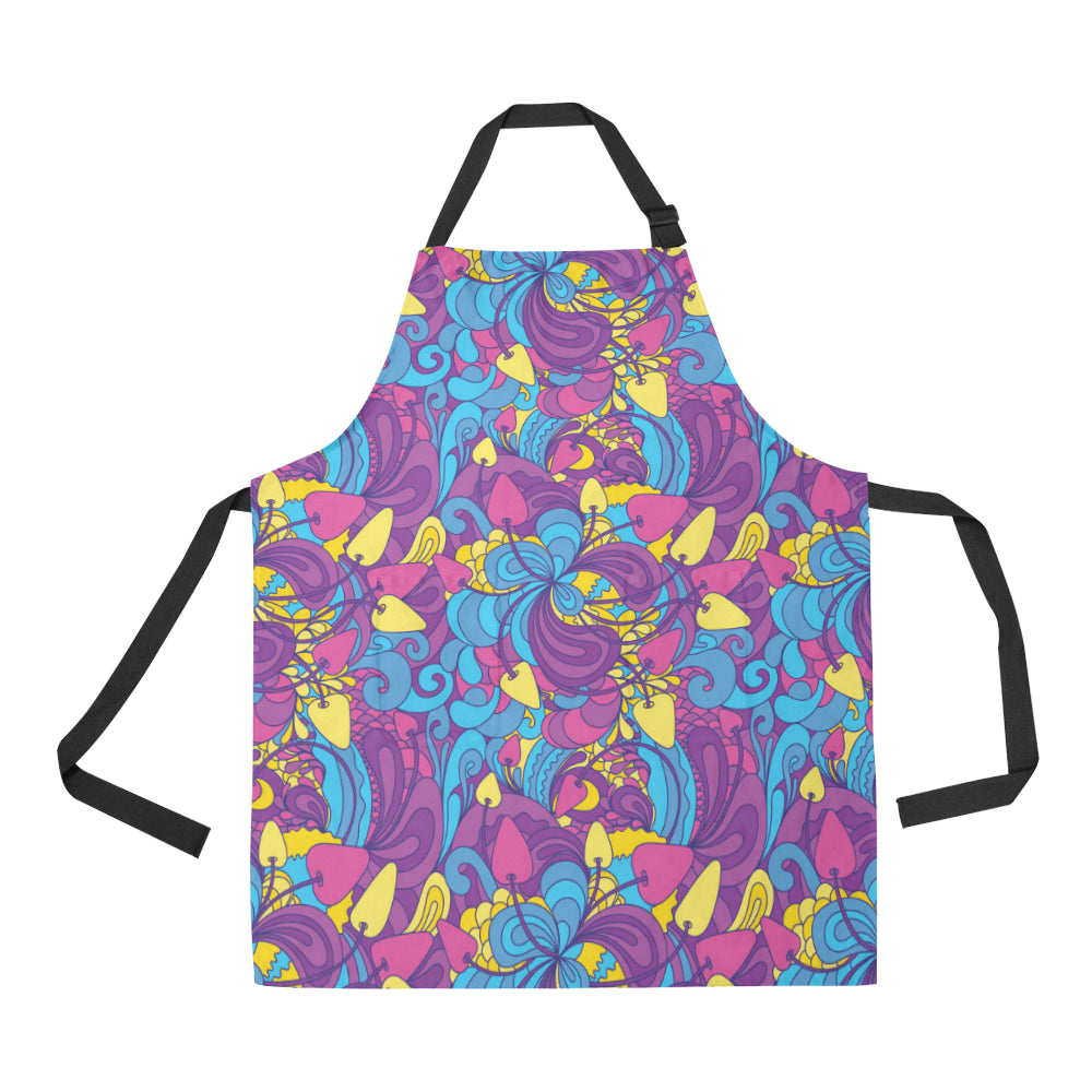 Psychedelic Mushroom Pattern Print Design A03 Apron with Pocket