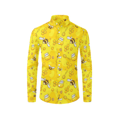 Bee Pattern Print Design BEE01 Men's Long Sleeve Shirt