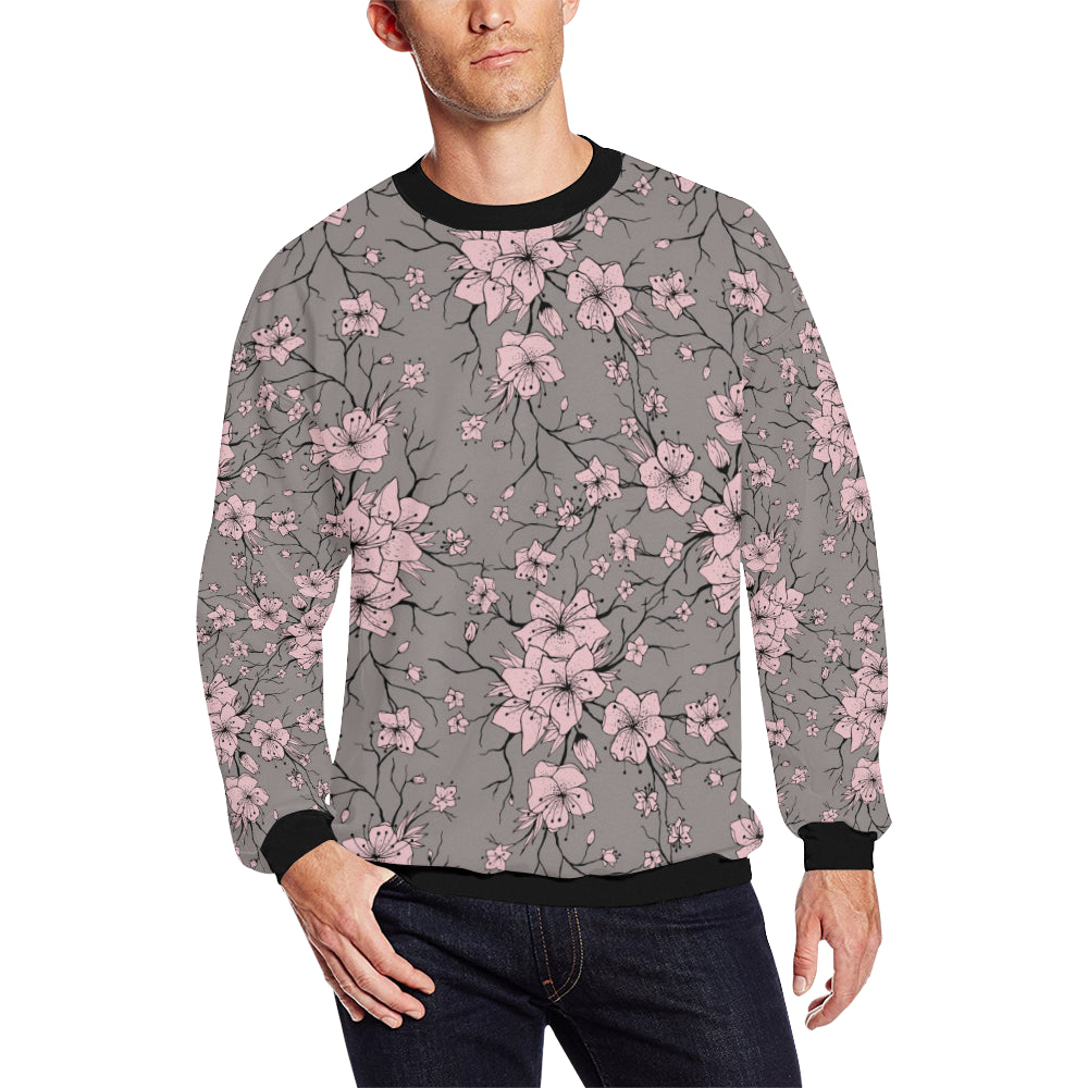 Cherry Blossom Pattern Print Design CB05 Men Long Sleeve Sweatshirt