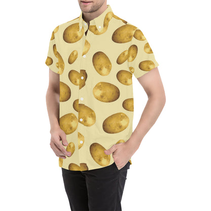 Potato Pattern Print Design A01 Men's Short Sleeve Button Up Shirt