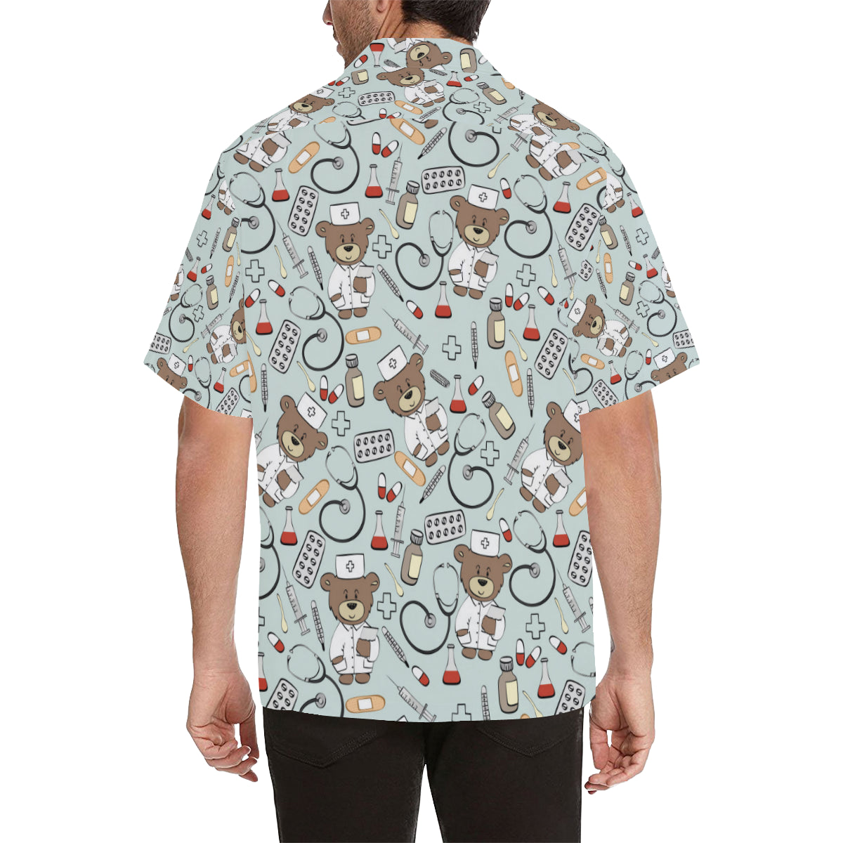 Nurse Bear Pattern Print Design A01 Men's Hawaiian Shirt