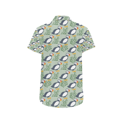 Puffin Pattern Print Design A04 Men's Short Sleeve Button Up Shirt