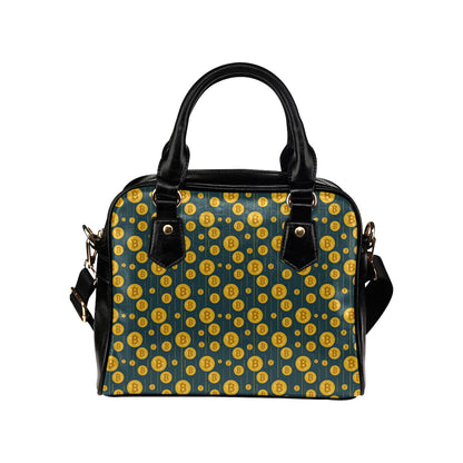 Bitcoin Pattern Print Design 01 Shoulder Handbag