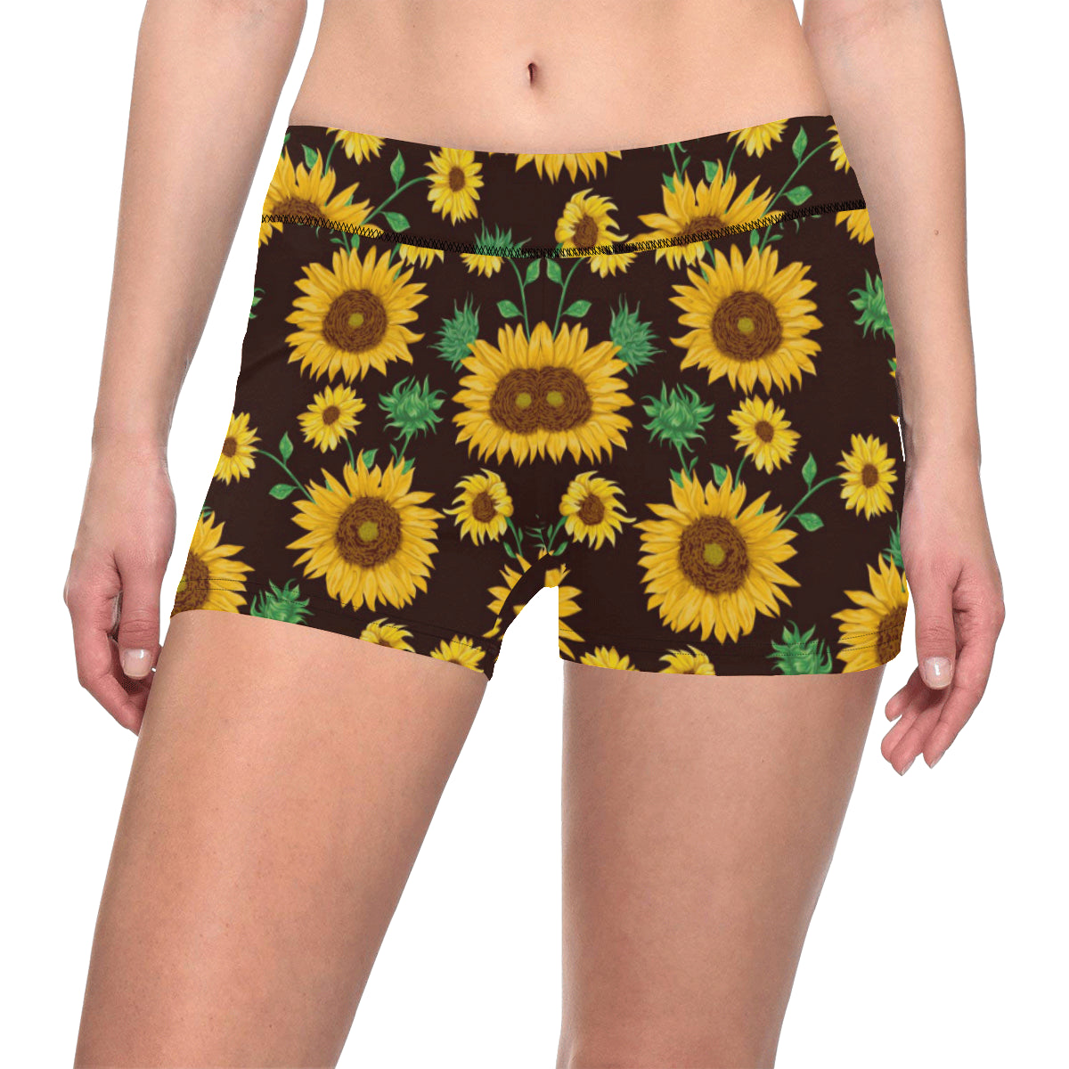 Sunflower Pattern Print Design SF01 Yoga Shorts