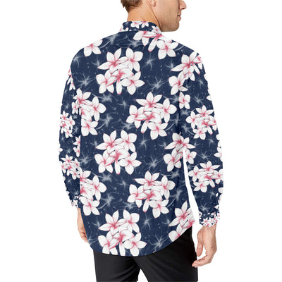 Plumeria Pattern Print Design PM017 Men's Long Sleeve Shirt
