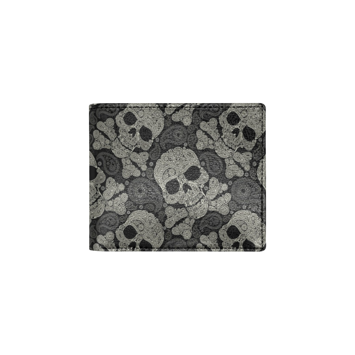 Paisley Skull Pattern Print Design A01 Men's ID Card Wallet