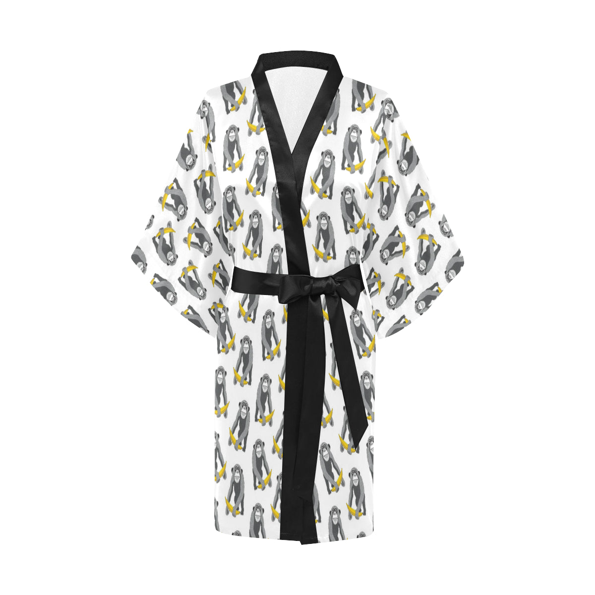 Chimpanzee Pattern Print Design 05 Women's Short Kimono