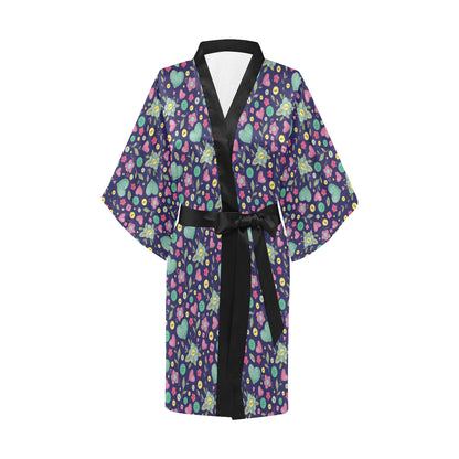 Crochet Pattern Print Design 02 Women's Short Kimono