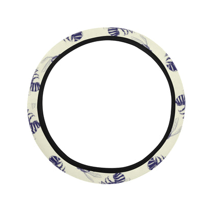 Bee Pattern Print Design 02 Steering Wheel Cover with Elastic Edge