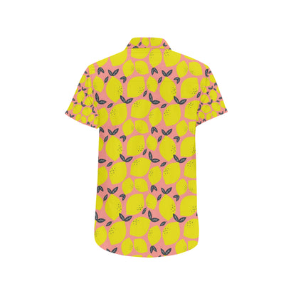 Lemon Pattern Print Design LM03 Men's Short Sleeve Button Up Shirt