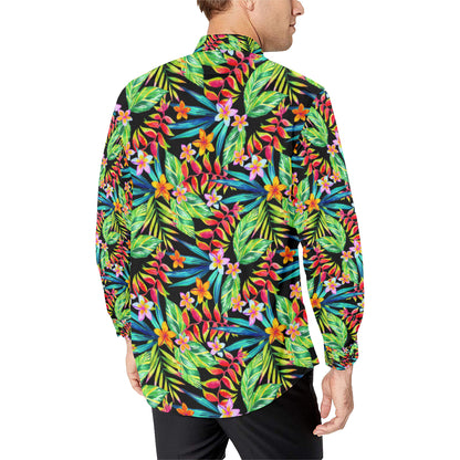 Heliconia Pattern Print Design HL09 Men's Long Sleeve Shirt