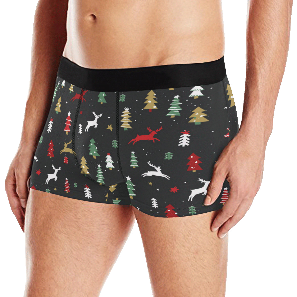 Christmas Tree Deer Style Pattern Print Design 03 Men's Boxer Briefs