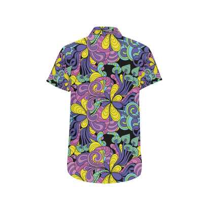 Psychedelic Pattern Print Design A04 Men's Short Sleeve Button Up Shirt