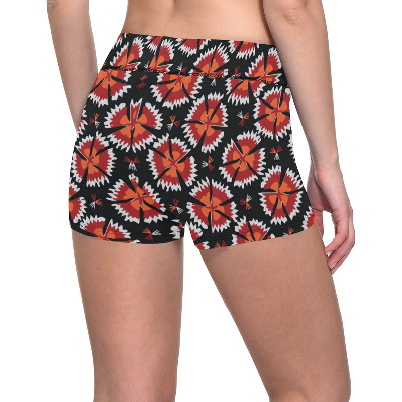 Carnations Pattern Print Design CN03 Yoga Shorts