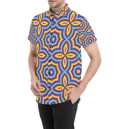 Optical illusion Pattern Print Design A03 Men's Short Sleeve Button Up Shirt