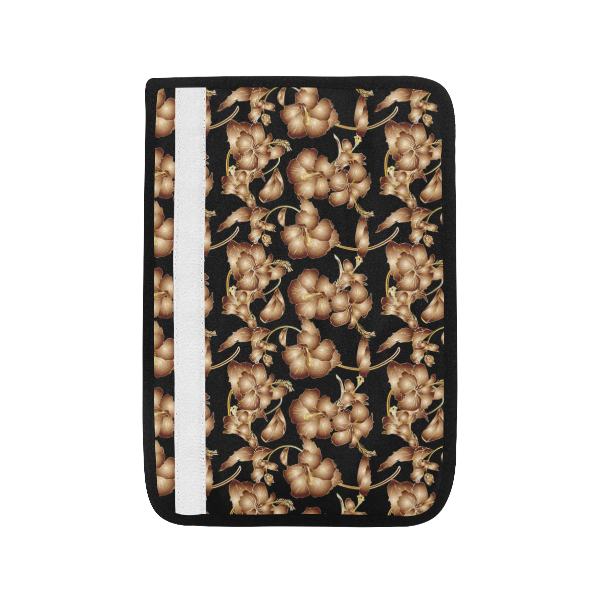 Brown Hibiscus Pattern Print Design HB06 Car Seat Belt Cover