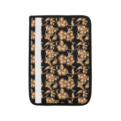 Brown Hibiscus Pattern Print Design HB06 Car Seat Belt Cover