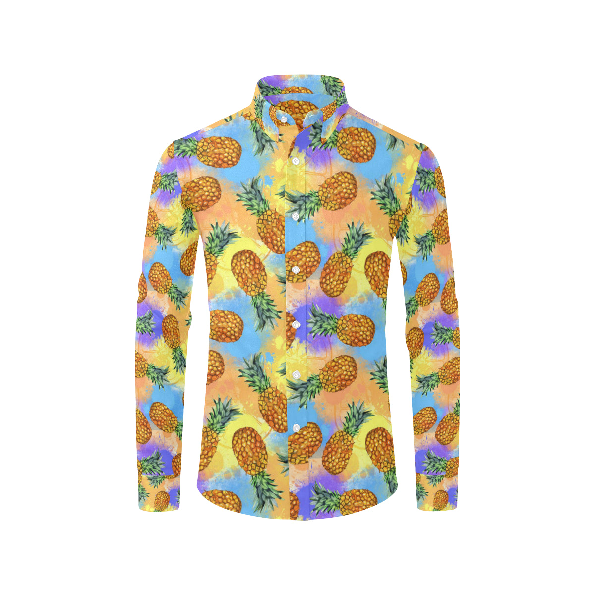 Pineapple Pattern Print Design PP09 Men's Long Sleeve Shirt