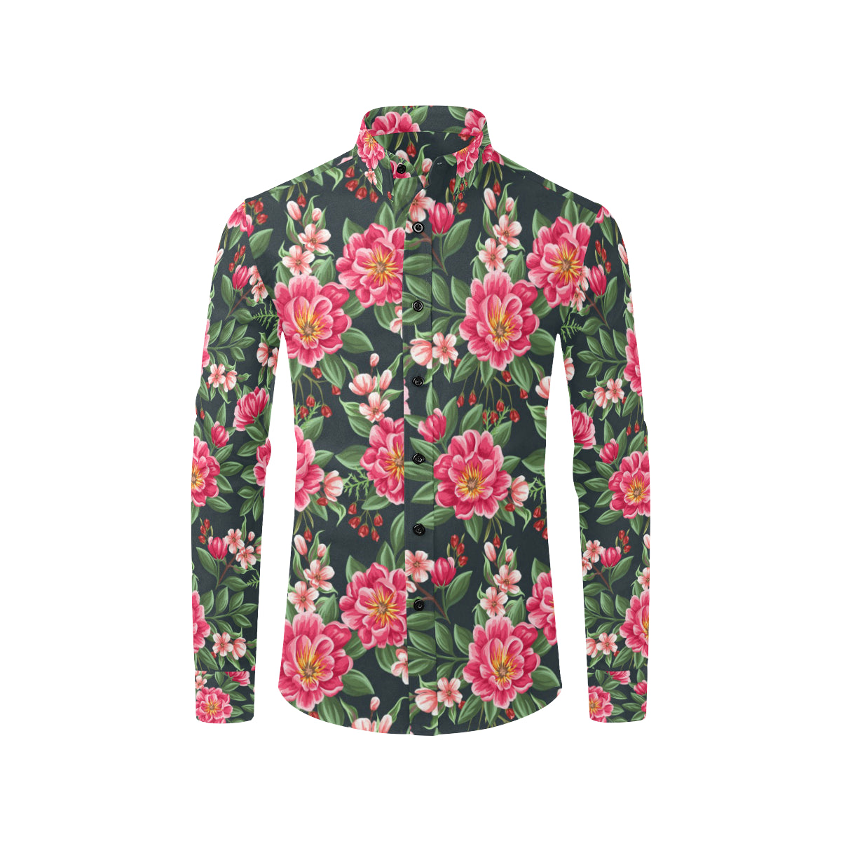 Summer Floral Pattern Print Design SF06 Men's Long Sleeve Shirt